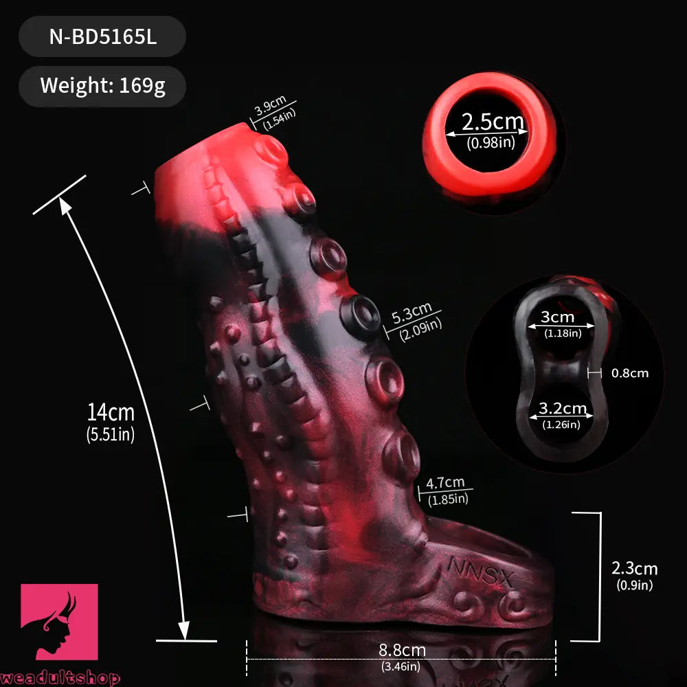 3.54in 4.72in 5.51in 6.69in Tentacle Silicone Soft Dildo Sleeve Penis Extender