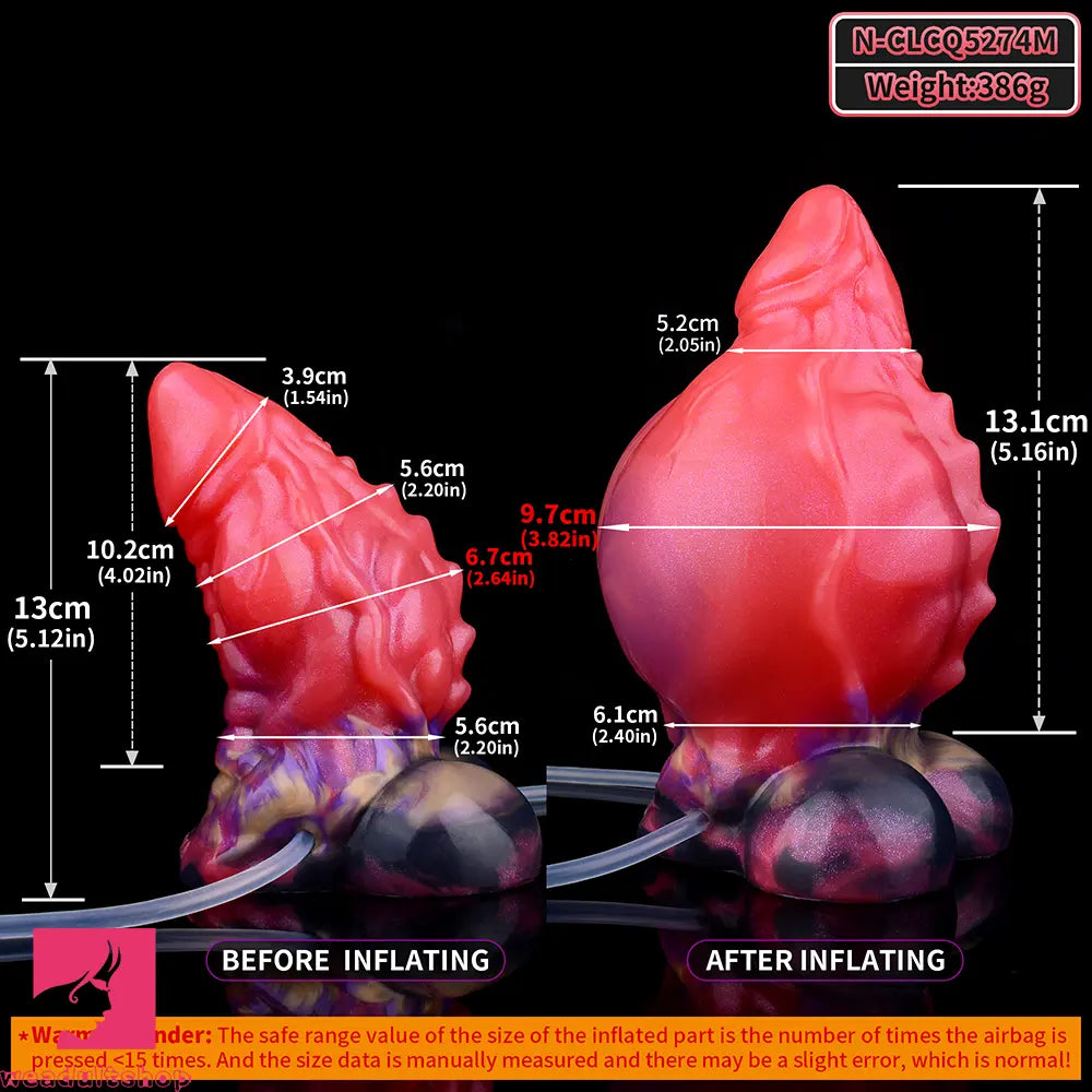 5.12in Fantasy Odd Silicone Soft Inflatable Spraying Water Dildo For Clit