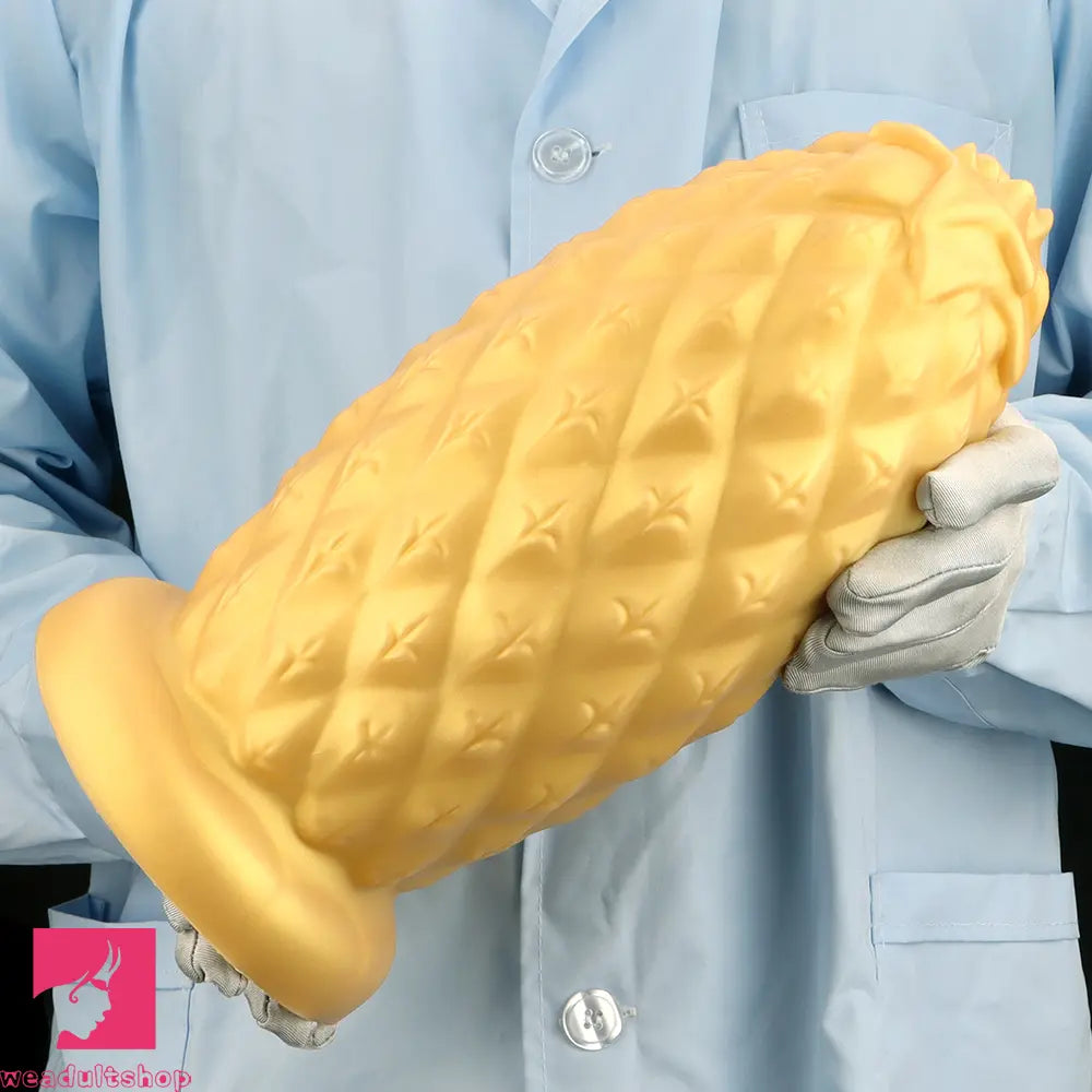 8.26in 10.03in 11.81in Gold Silicone Pineapple Giant Cock Anal Plug Dildo