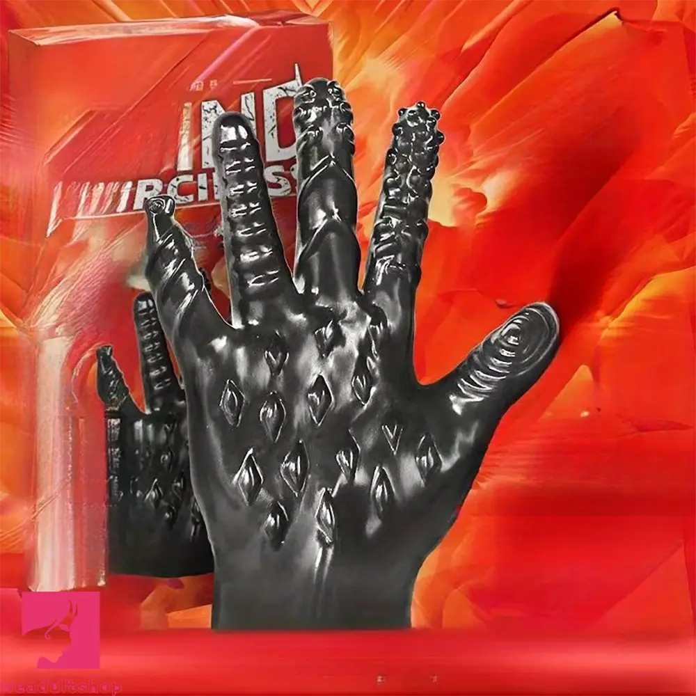 8.3in Finger Spiked Dildo Glove For Manual Massage Stimulating Clit Toy