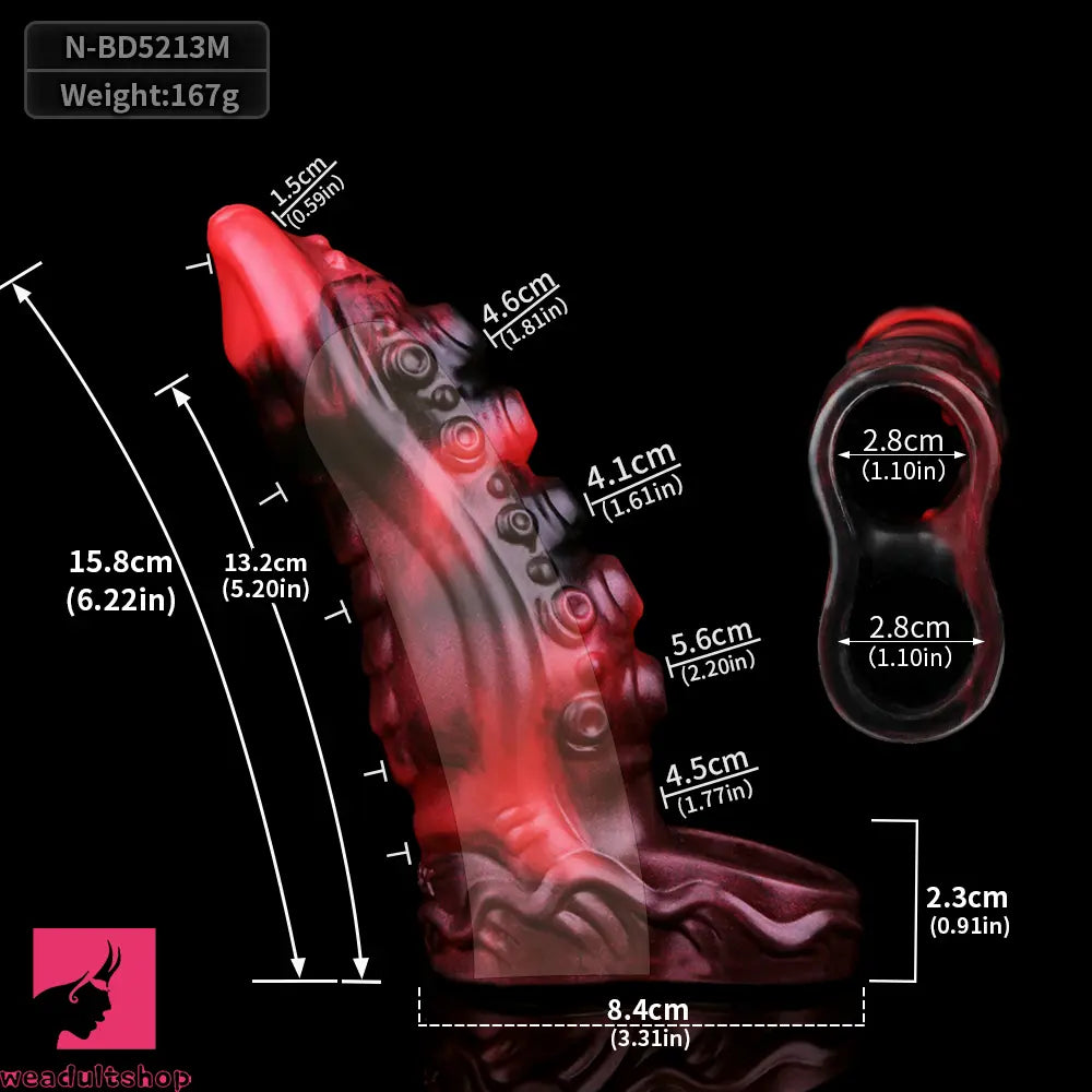 6.22in 7.01in 7.95in Tentacle Animal Penis Soft Dildo Sleeve Penis Extender