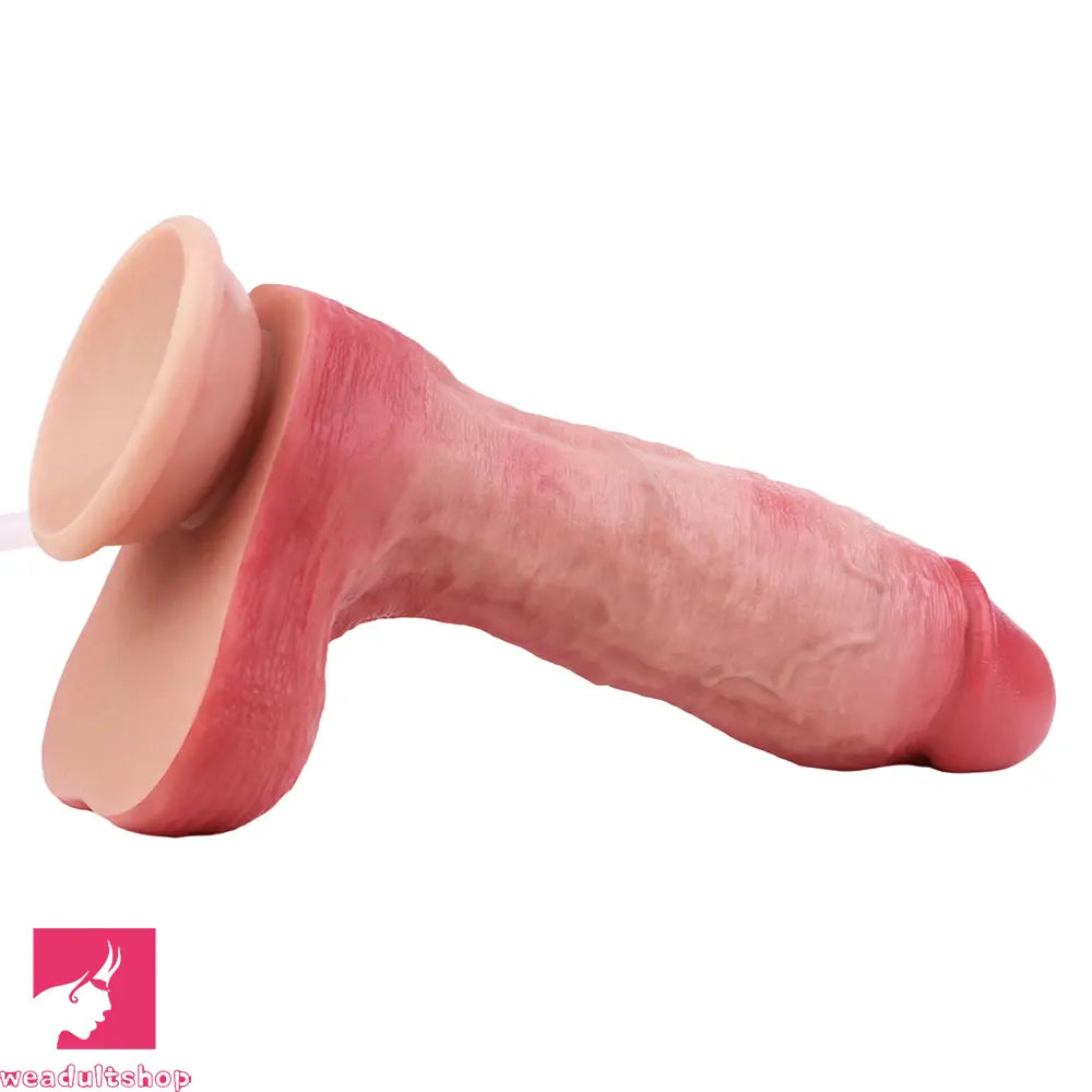 7.68in Liquid Real Cock Silicone Double Layer Realistic Sex Cumming Dildo