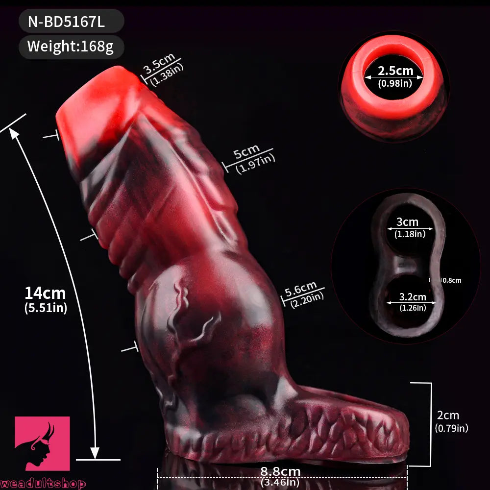 3.62in 4.72in 5.51in 6.69in Knot Animal Soft Dildo Sleeve Penis Extender