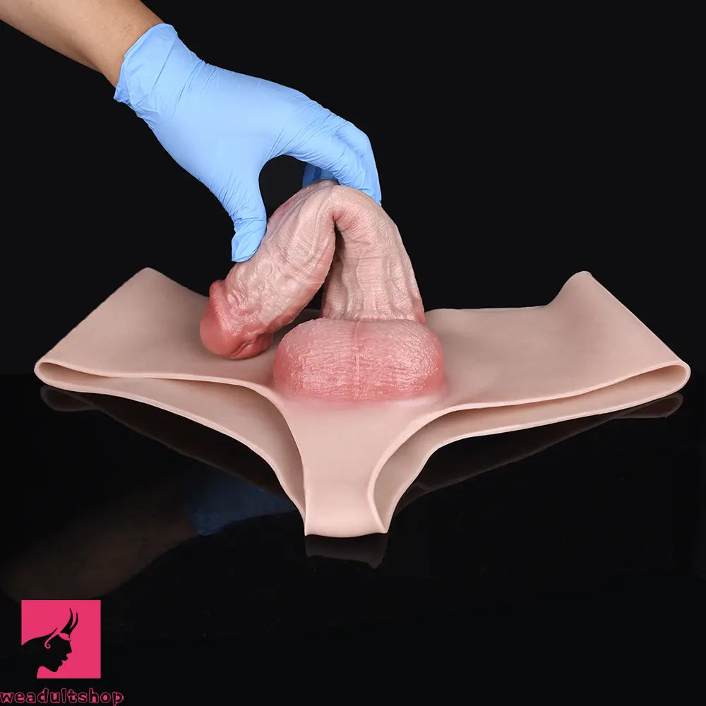 9.13in Real Skin Silicone Hollow Strap on High-Quality Dildo Panty Toy