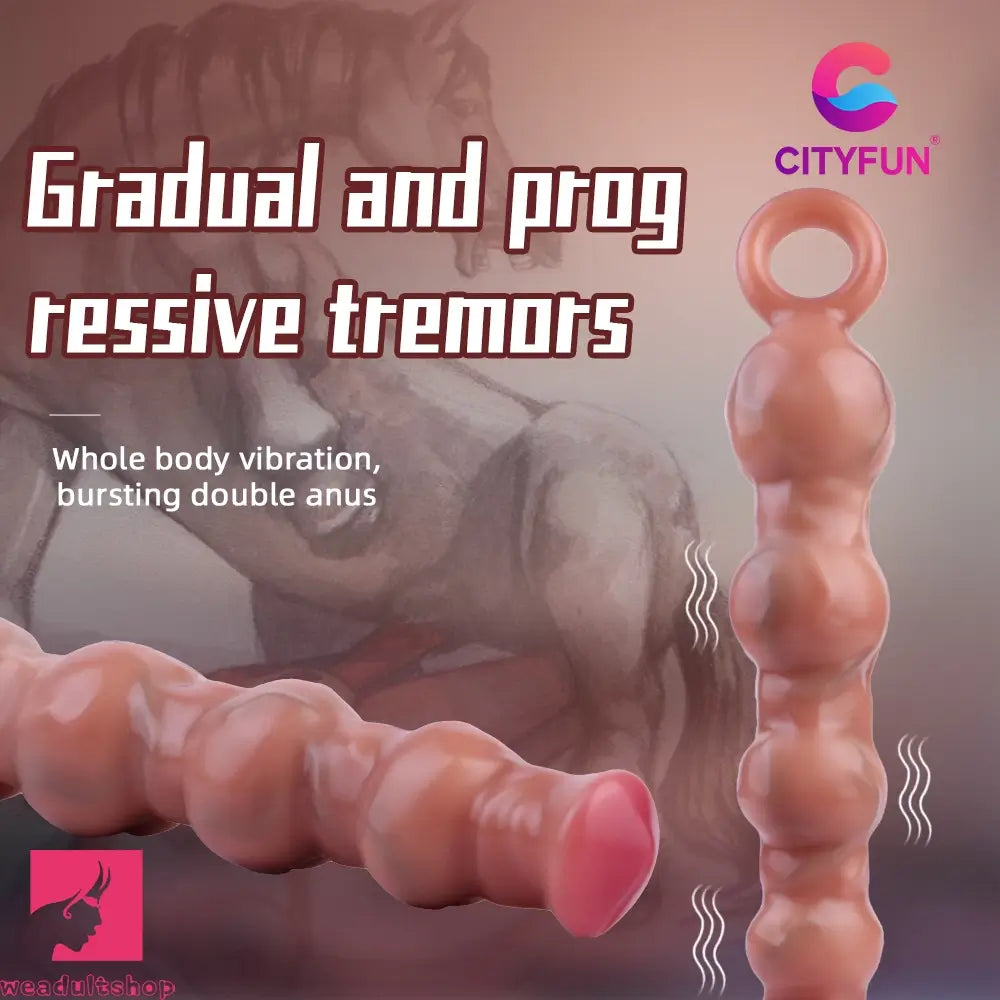 10.5in Big Vibrating Silicone Pulling Beads G Spot Horse Dildo With 3 Motors