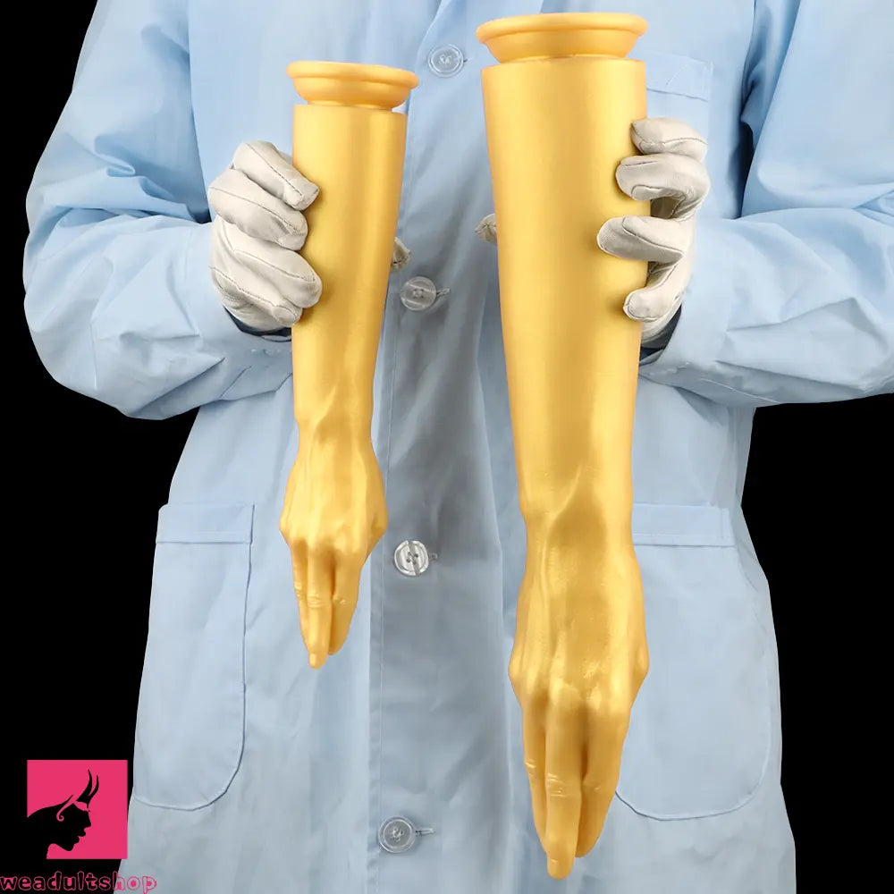 12in 14.17in 16.73in Gold Silicone Fisting Arm Ashes Grade Anal Cock Dildo