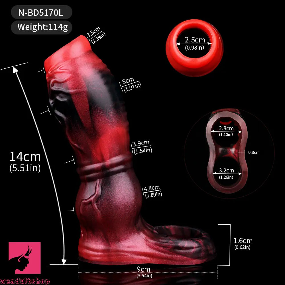 3.54in 4.72in 5.51in 6.69in Dog Knot Silicone Soft Dildo Sleeve Penis Extender