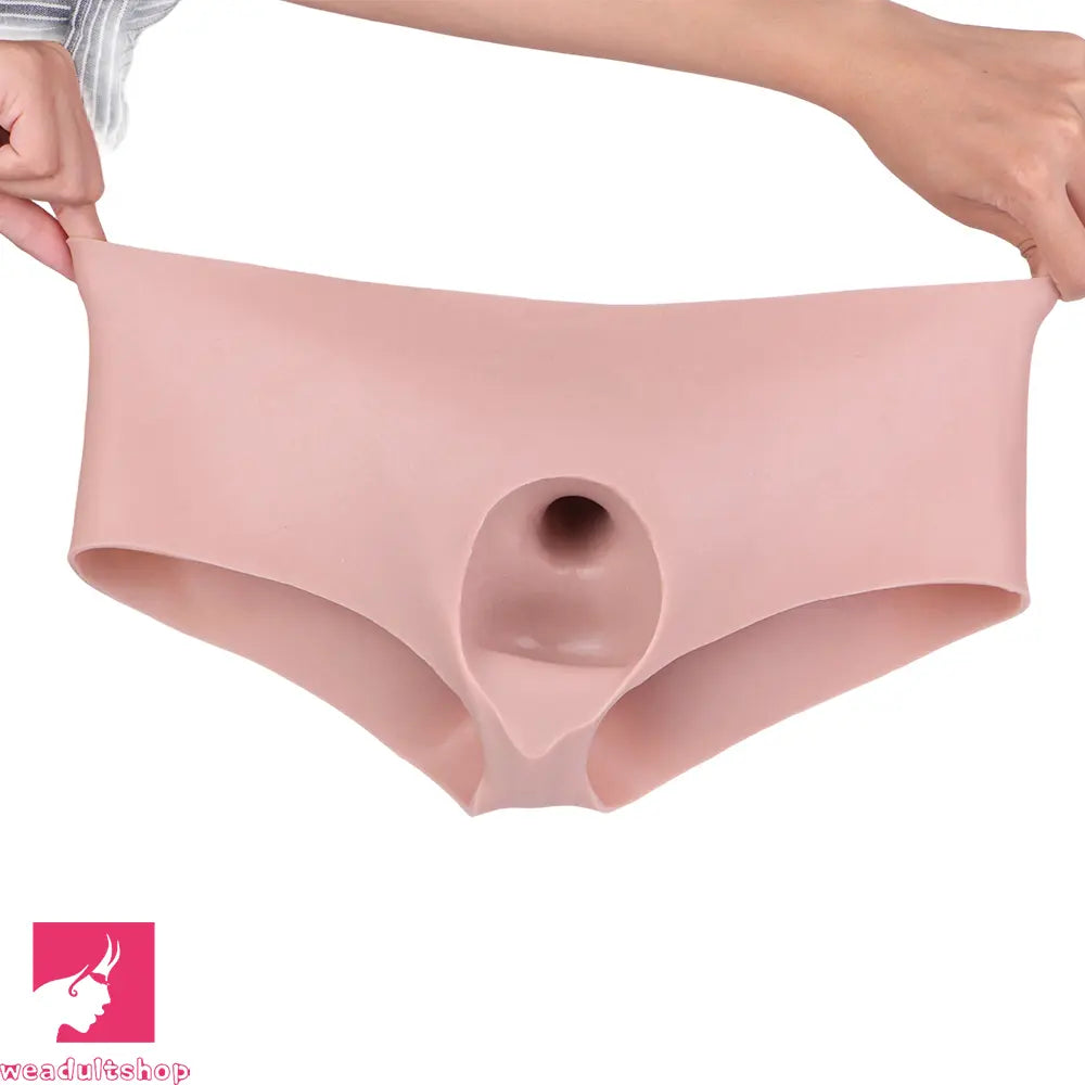 6.37in Wearable Silicone Dildo Pants Real Skin with Hollow Soft Penis Sleeve