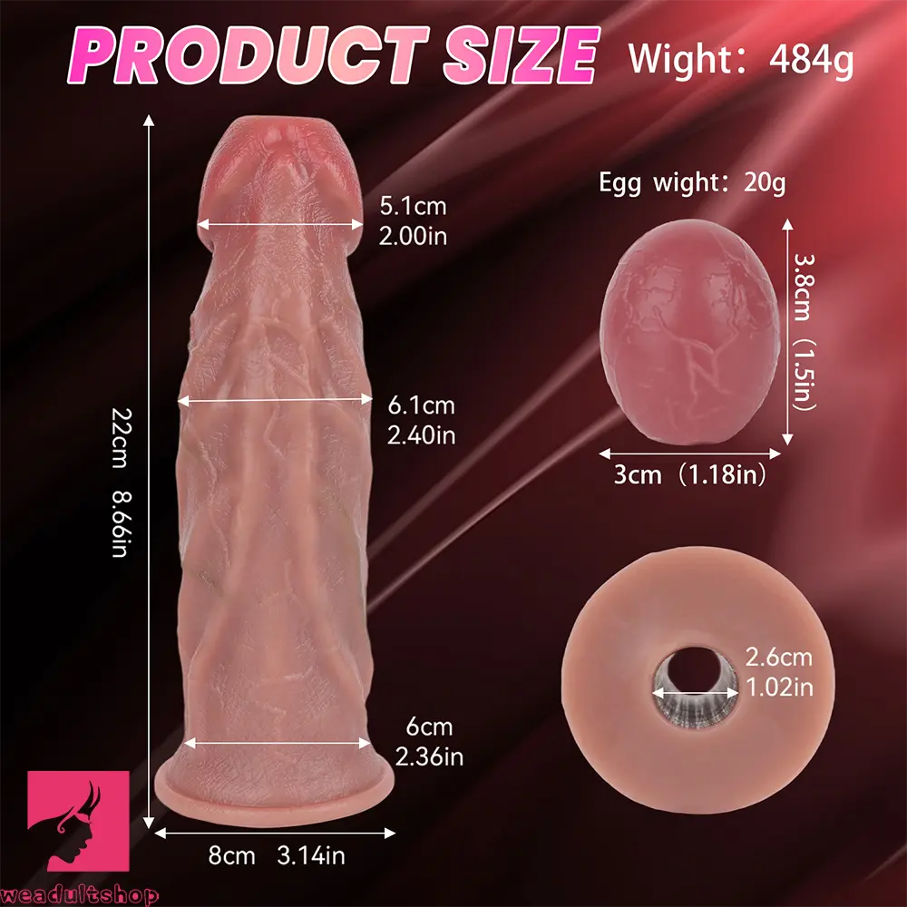 8.66in Egg Laying Real Fantasy Soft Silicone Dildo For Women Men Cock