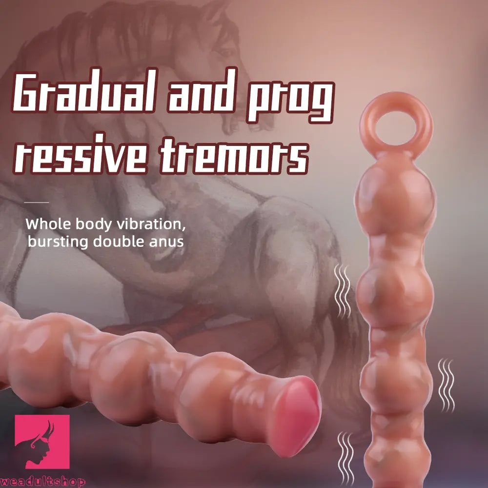 10.5in Big Vibrating Silicone Pulling Beads G Spot Horse Dildo With 3 Motors Weadultshop