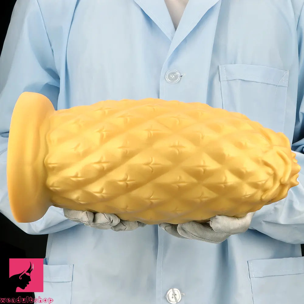 8.26in 10.03in 11.81in Gold Silicone Pineapple Giant Cock Anal Plug Dildo