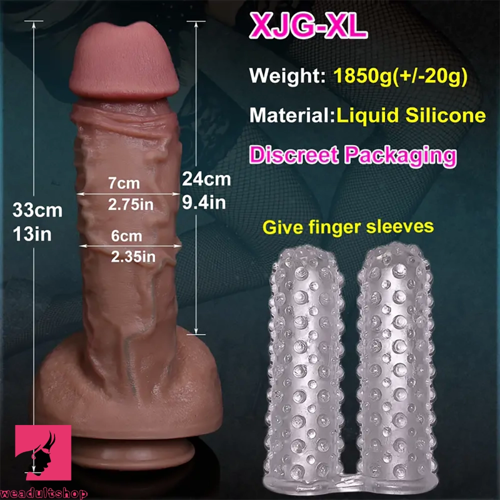 7.5in 8.6in 9.8in 13in Huge Soft Realistic Veins Double Layer Prostate Dildo