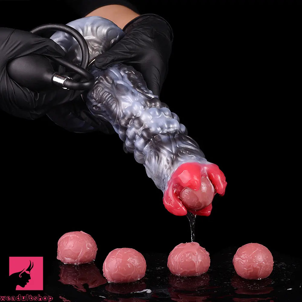 9.88in Ovipositor Egg Laying Inflatable Big Dildo Silicone Penis Texture