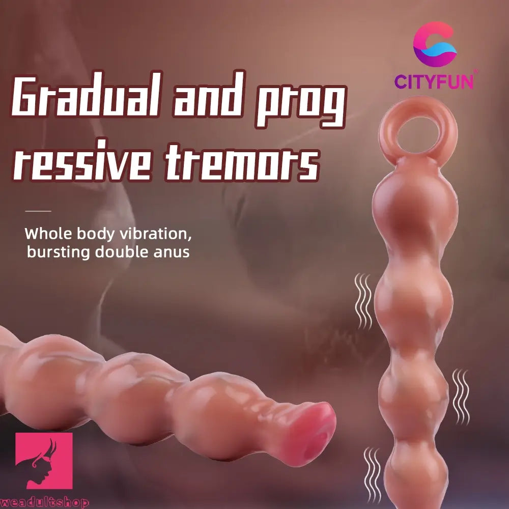 10.2in Big Vibrating Silicone Soft Pulling Beads Horse Dildo With 3 Motors