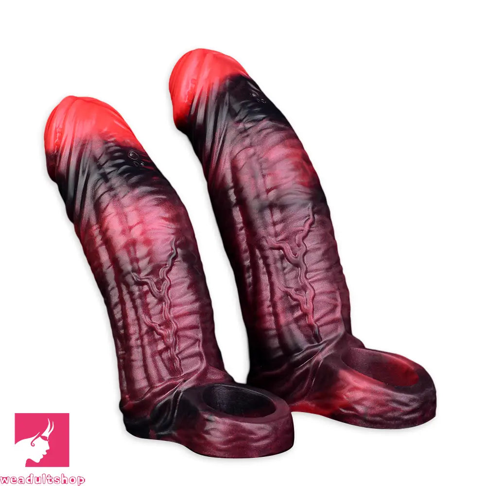 5.98in 7.09in Silicone Cock Sleeve Soft Vibrating Uncut Hollow Dildo For Clit