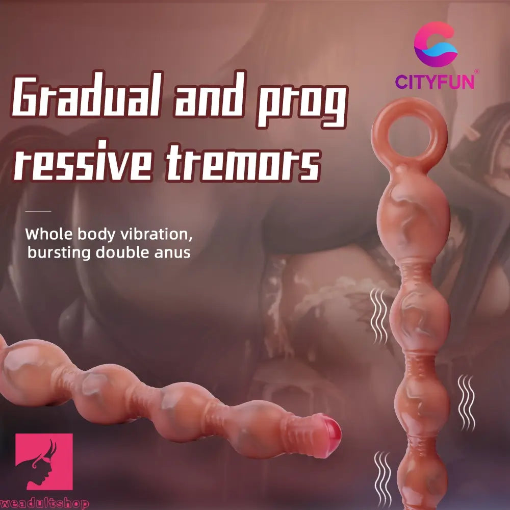 10.5in Big Vibrating Silicone Soft Pulling Beads G Spot Dildo With 3 Motors