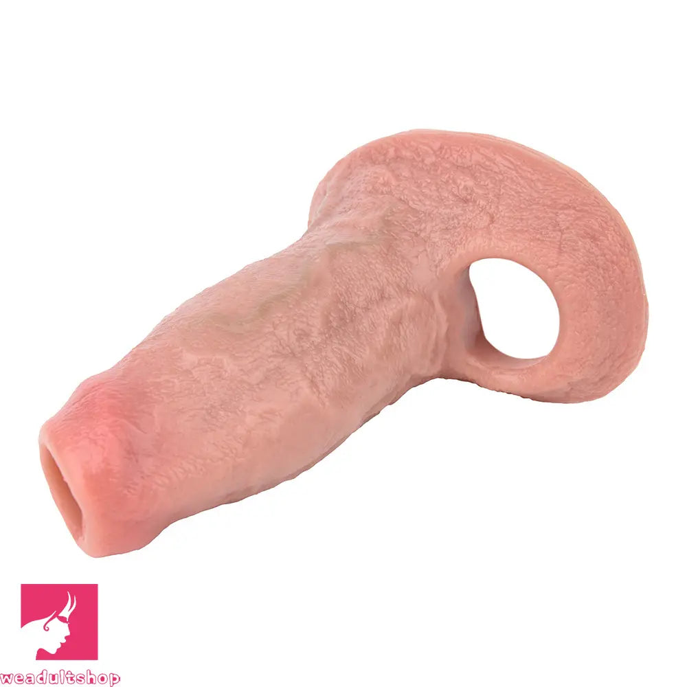 5.15in Liquid Silicone Strap on Penis Extender Cock Sleeve Dildo For Clit