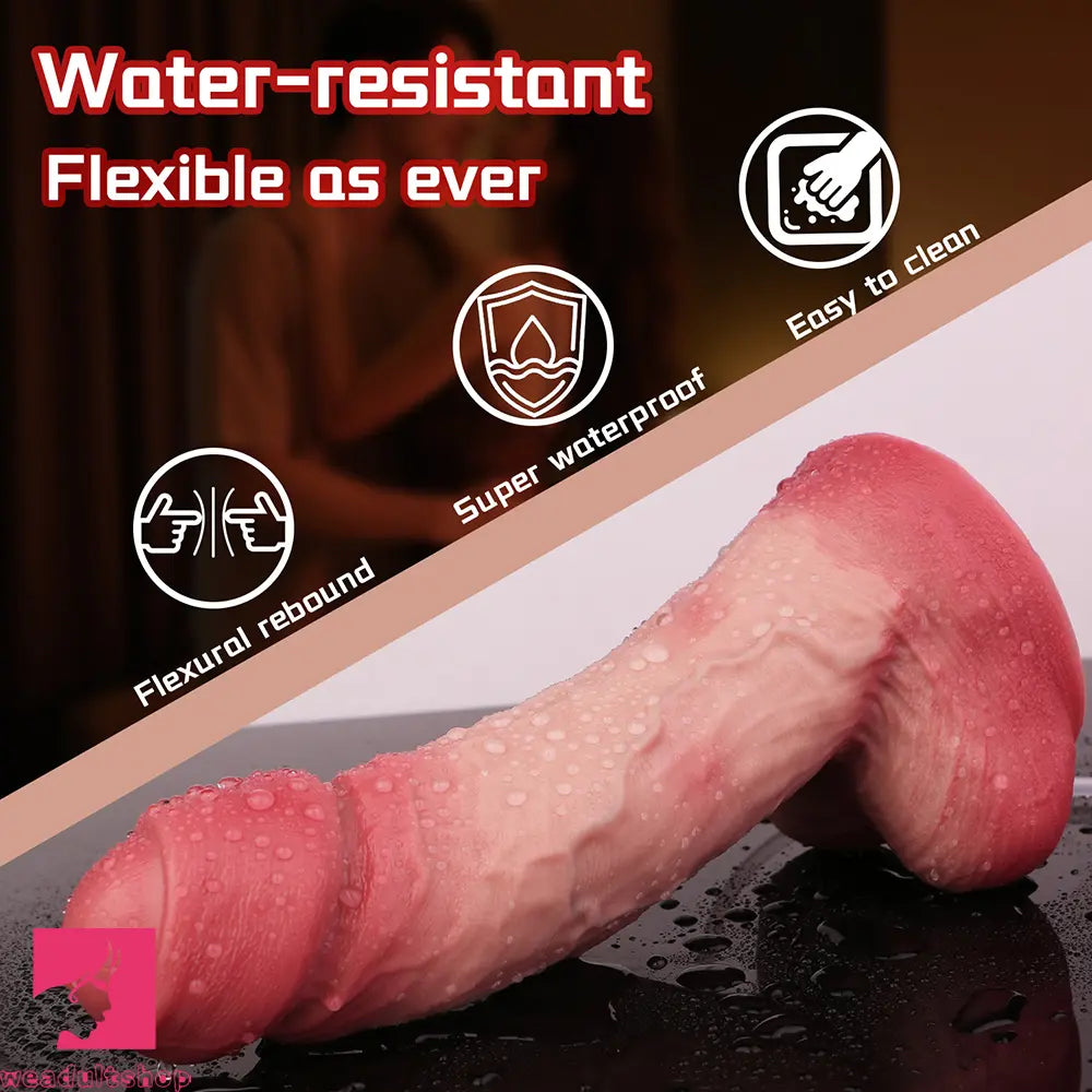 8.11in Liquid Silicone Uncut Double Layer Realistic Cumming Dildo Cock