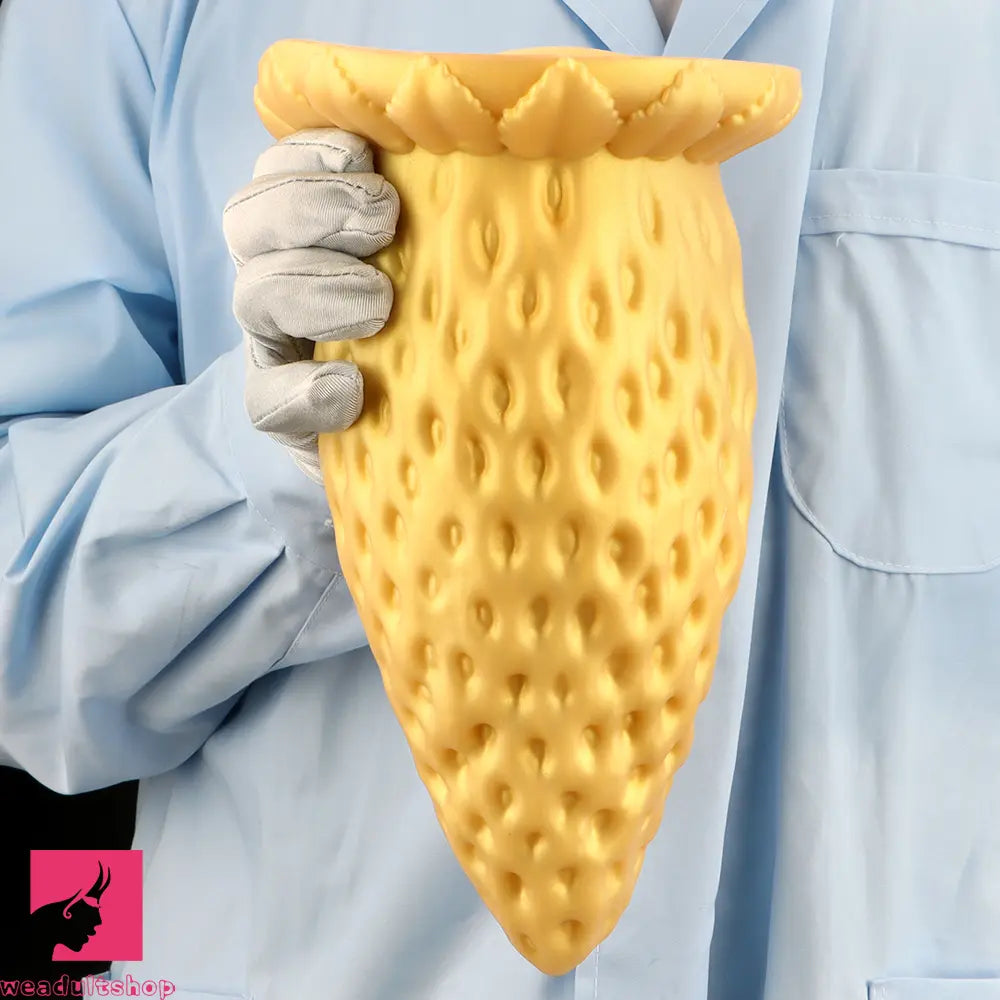 5.9in 8.07in 9.84in Gold Silicone Thick Strawberry Penis Anal Plug Dildo