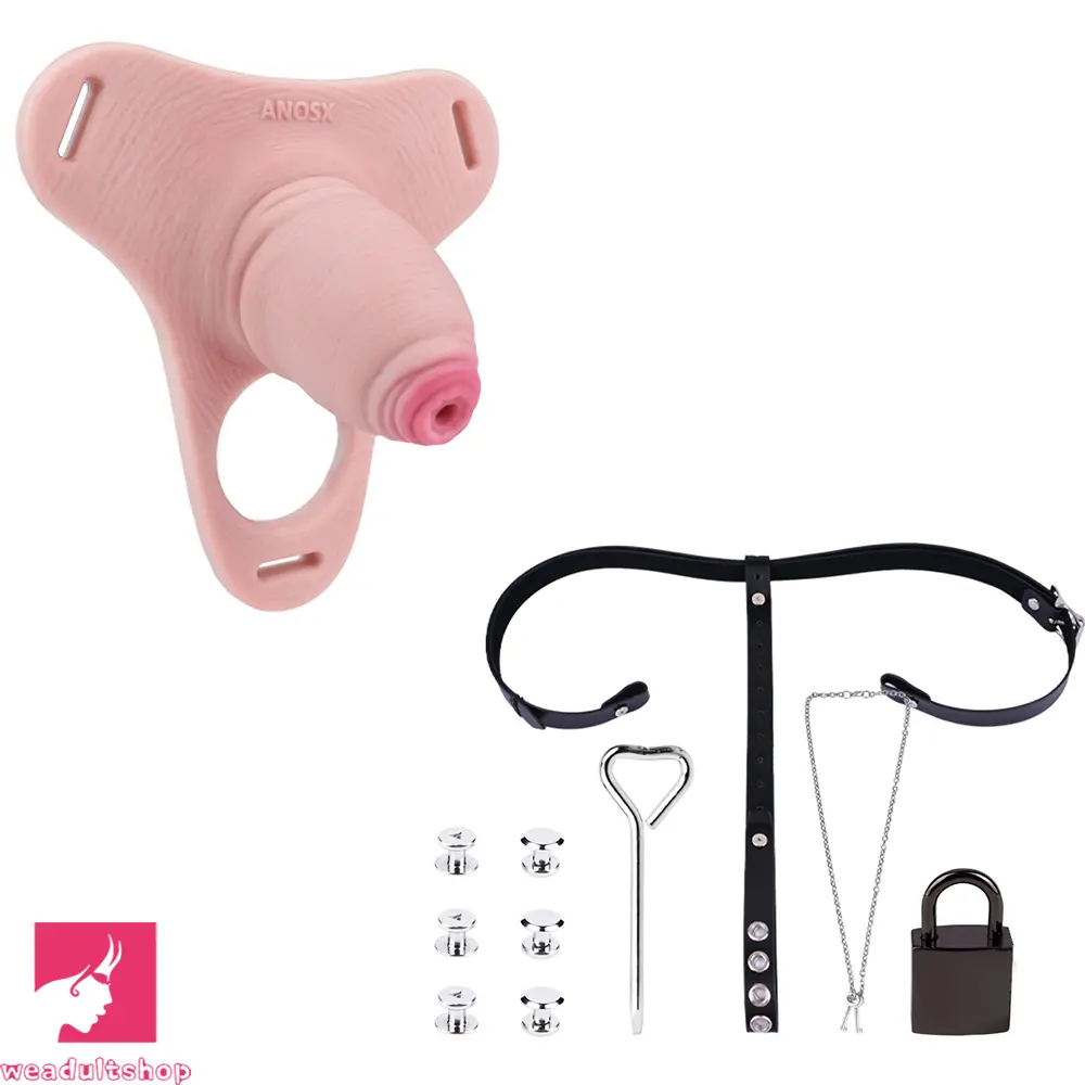 3.54in Strap on Chastity Dildo Wearable Realistic Cock Cage For Men Dilator