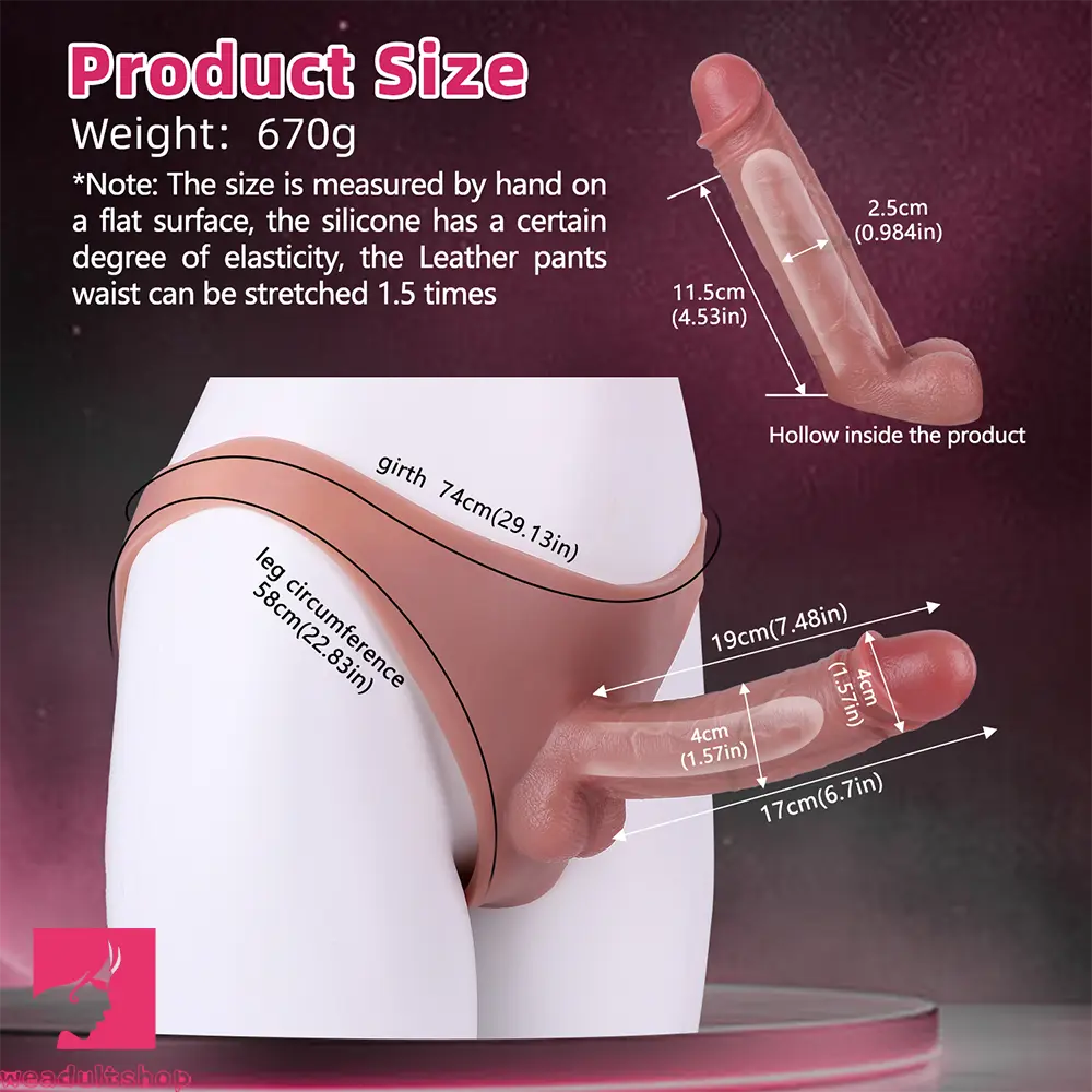 7.48in Wear Hollow Realistic Dildo Pants Silicone Cock Sleeve For Cock