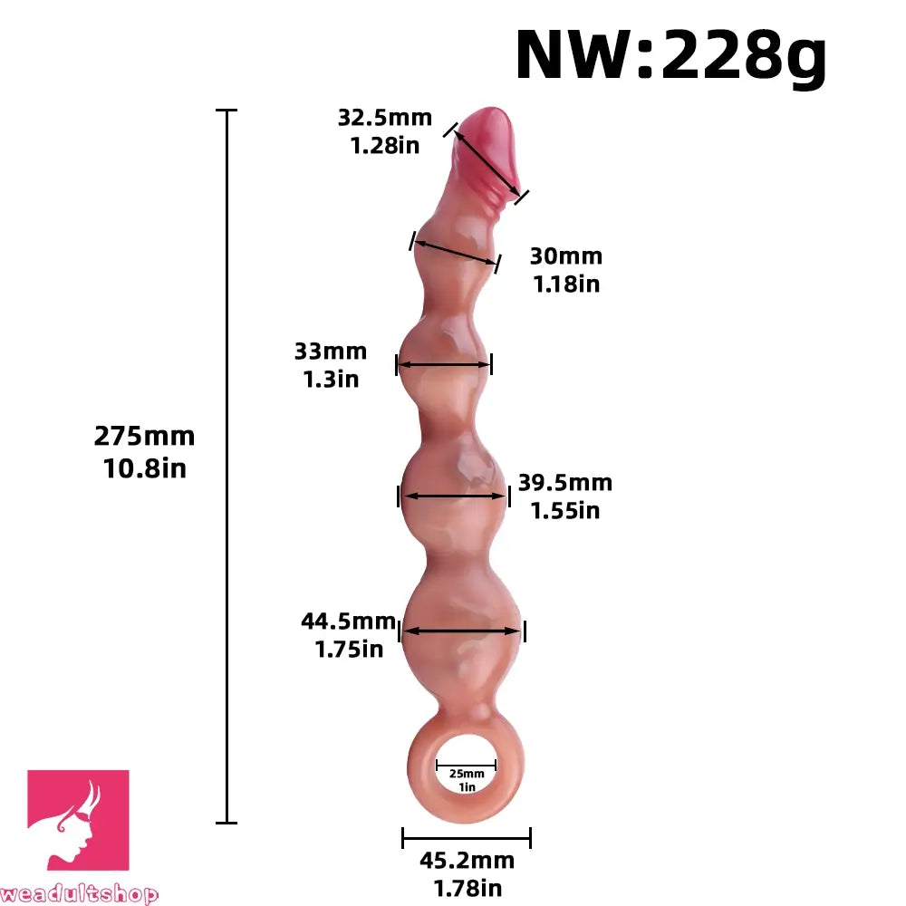 10.8in Big Vibrating Silicone Soft Pulling Beads Odd Dildo With 3 Motors