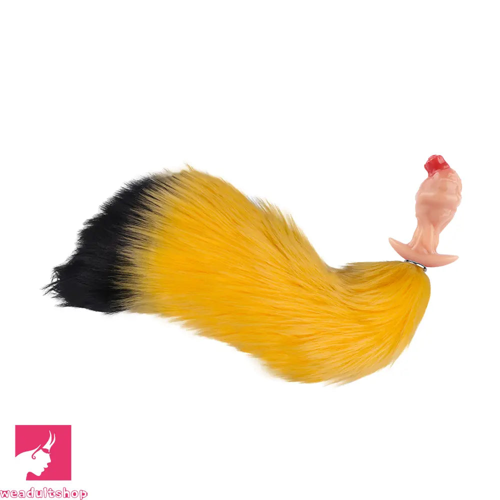4.01in Fox Tail Wear Anchor Silicone Dildo Butt Plug For BDSM Role Sex