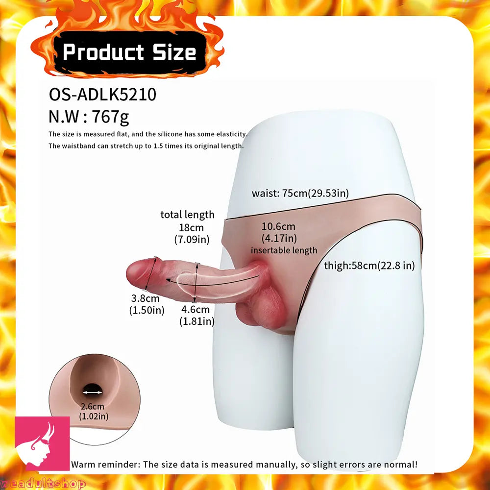 7.09in Strap on Dildo Pants Hollow Cock Sleeve For Women Men Cock