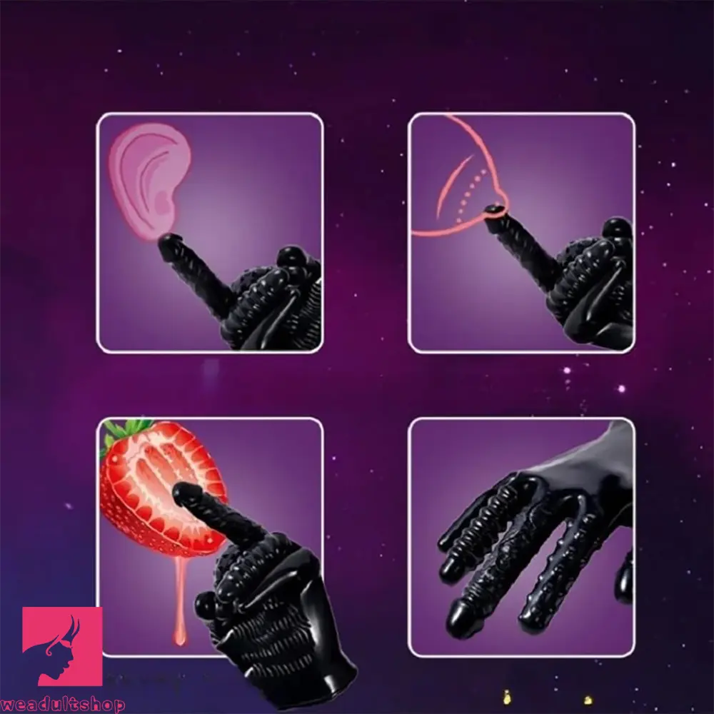 8.3in Finger Spiked Dildo Glove For Manual Massage Stimulating Clit Toy