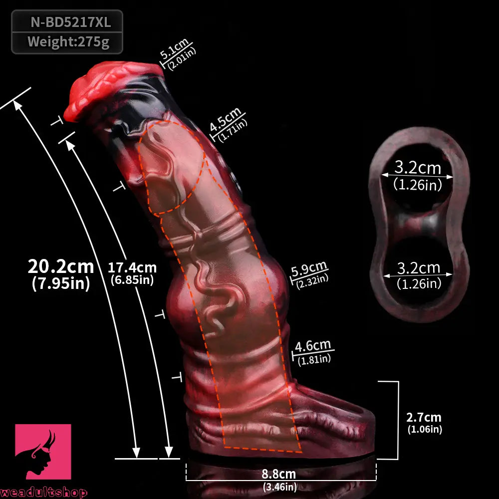 6.18in 7.01in 7.95in Horse Knot Animal Soft Dildo Sleeve Penis Extender