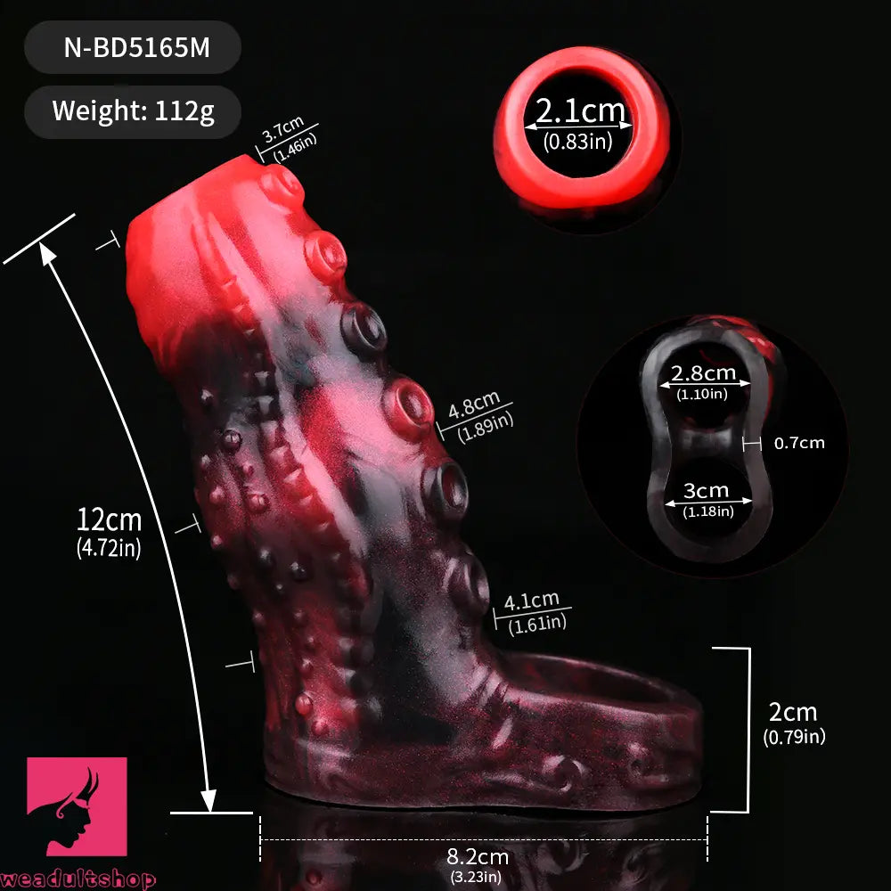 3.54in 4.72in 5.51in 6.69in Tentacle Silicone Soft Dildo Sleeve Penis Extender