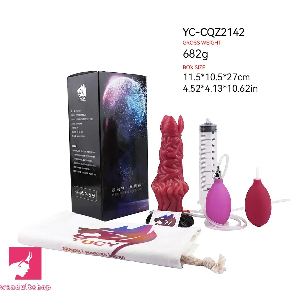 8.03in Ejaculating Inflatable Big Silicone Soft Fantasy Odd Creature Dildo