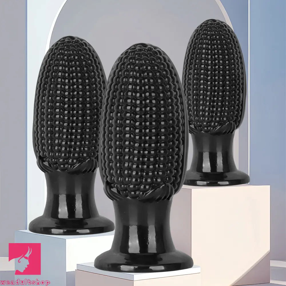 5.9in 6.7in 8.07in Black PVC Thread Granules Corn Dildo For Anal Cock