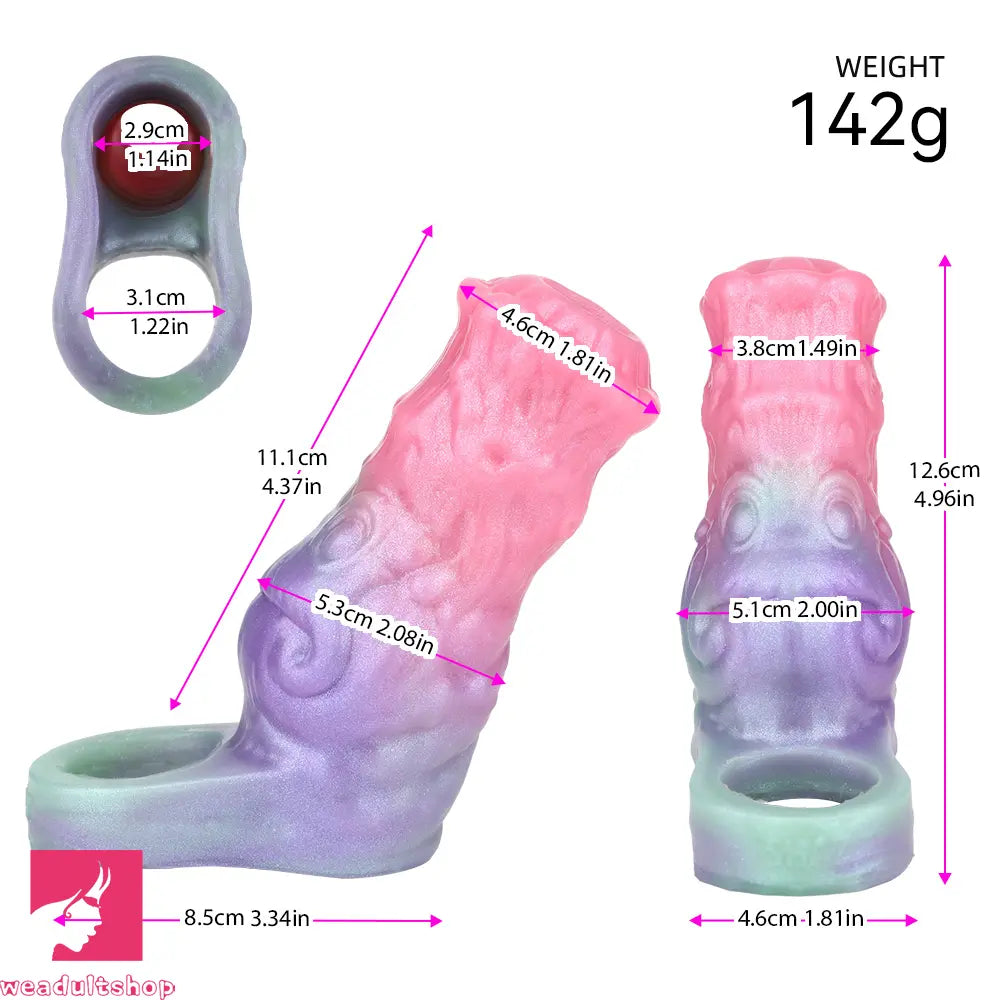 4.96in Silicone Soft Cock Fantasy Hollow Dildo Sleeve Cock Extension