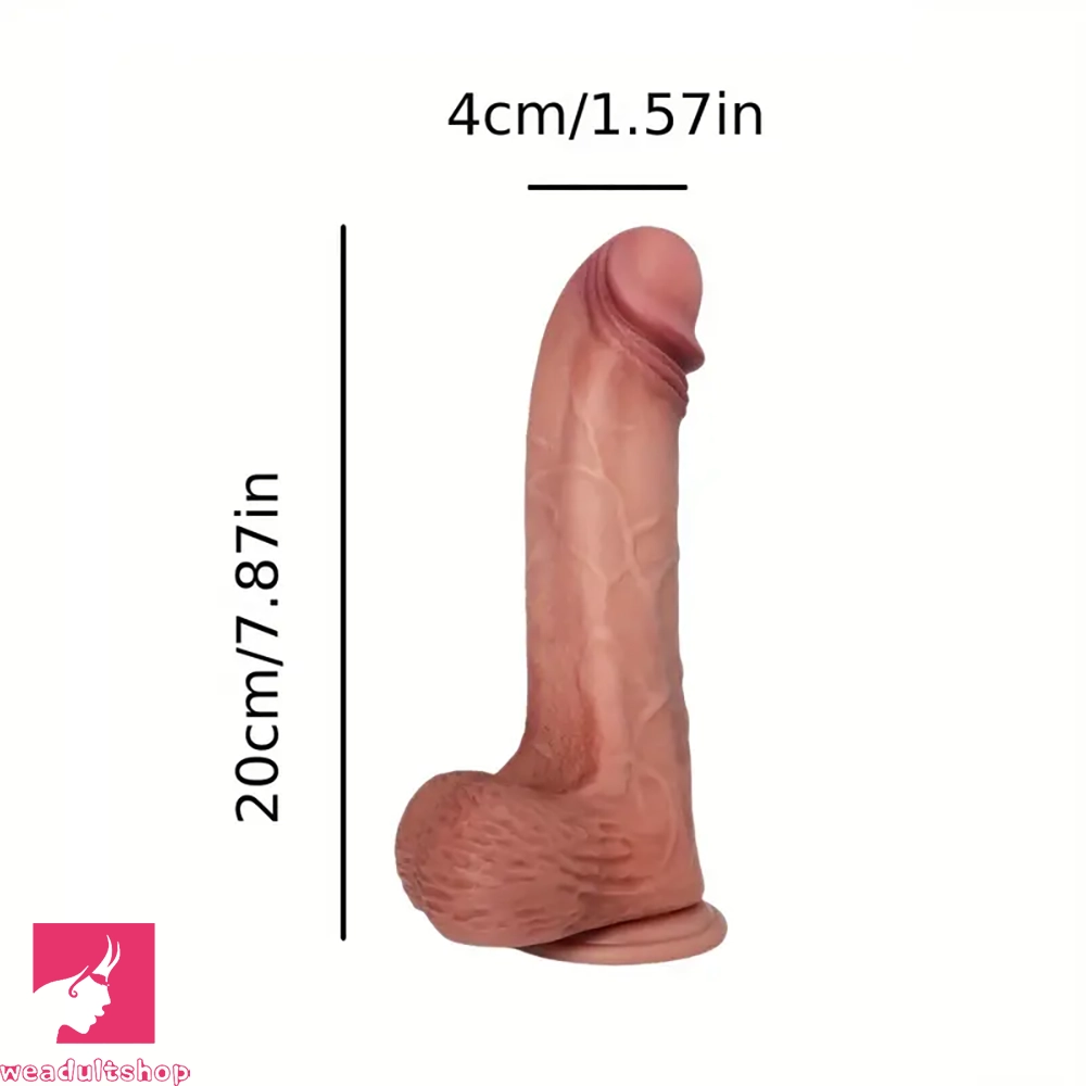 7.87in Realistic Dildo Feels Like Skin Body-Safe Material Clit Stimulator