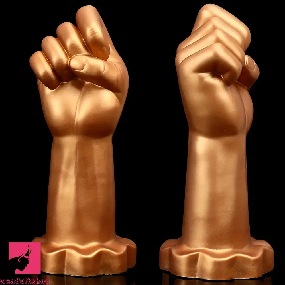 9.44in Golden Silicone Huge Thick Fist Hand Dildo For Gay Comfortable Player