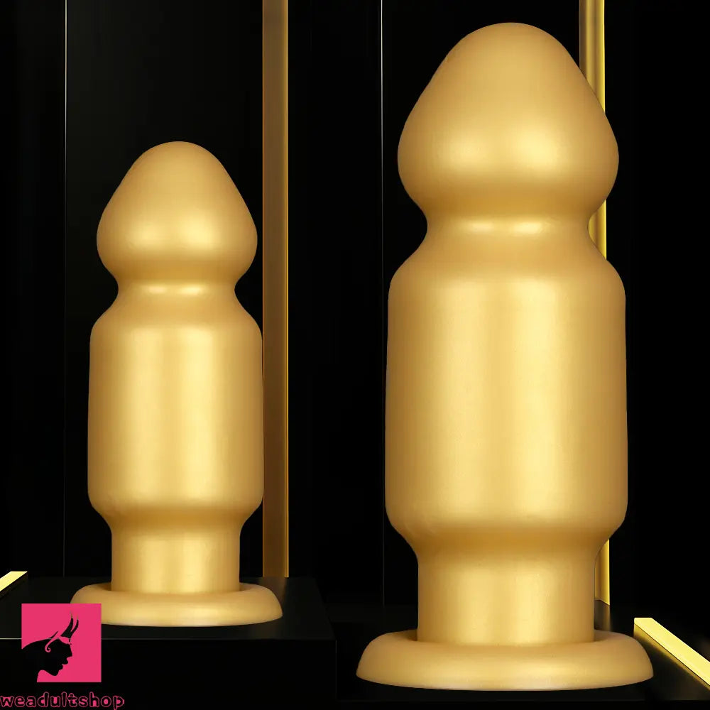 7.87in 11.22in Golden Silicone Soft Big Anal Plug Dildo For Clit Expansion