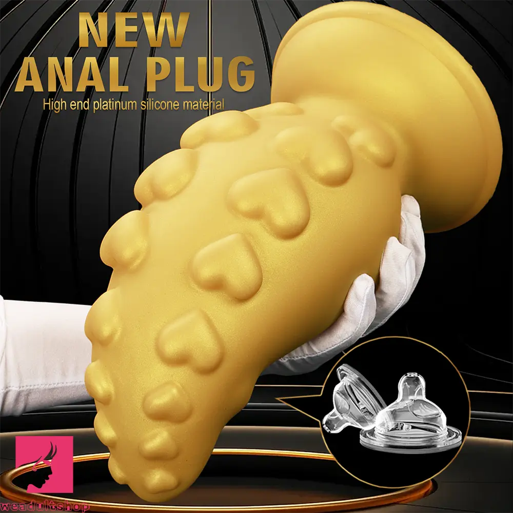 5.31in 6.88in 8.46in 10.62in Heart Anal Plug Dildo Prostate Massage Butt Toy