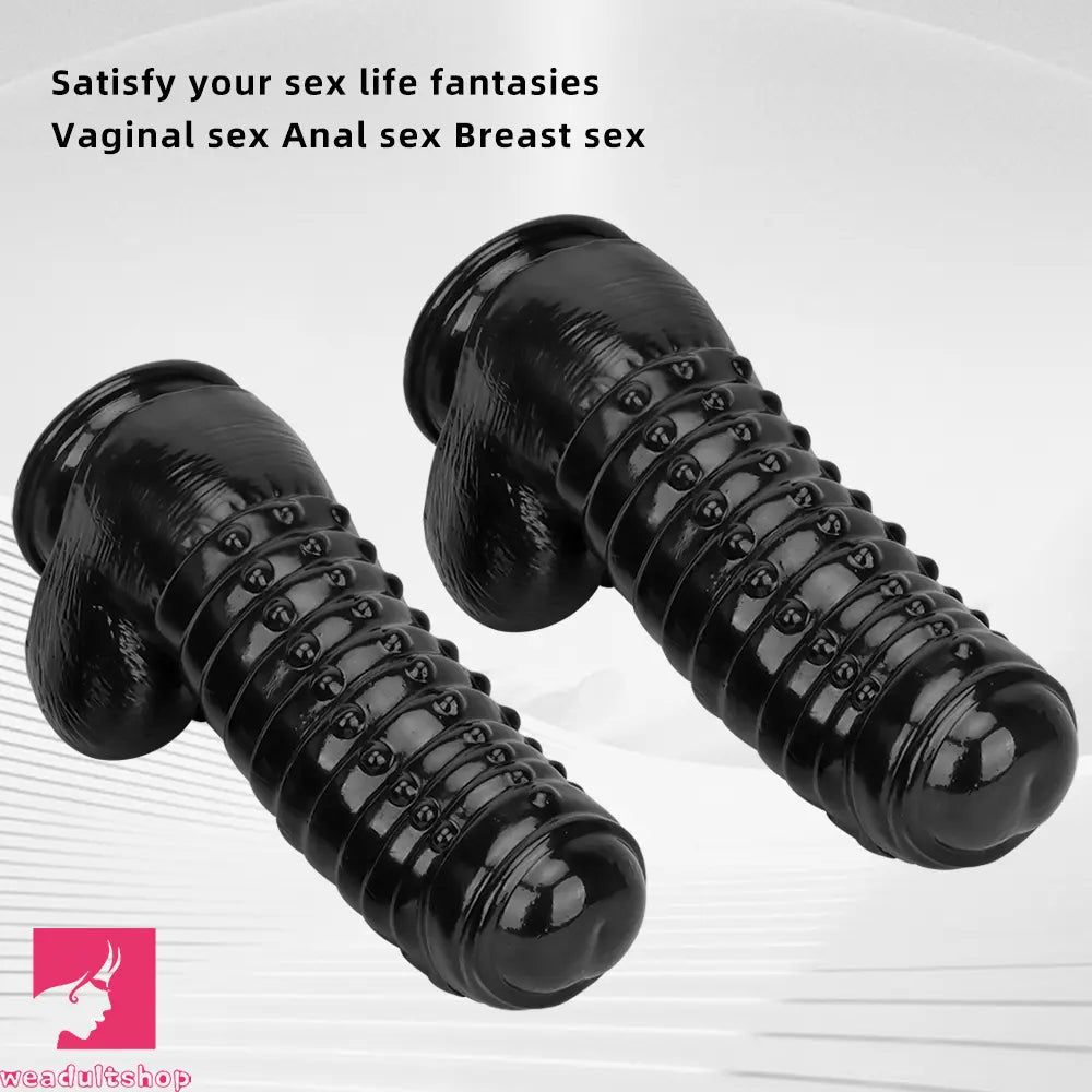 12.2in 13.38in Black PVC Large Thick Giant Caterpillar Clit Dilation Dildo