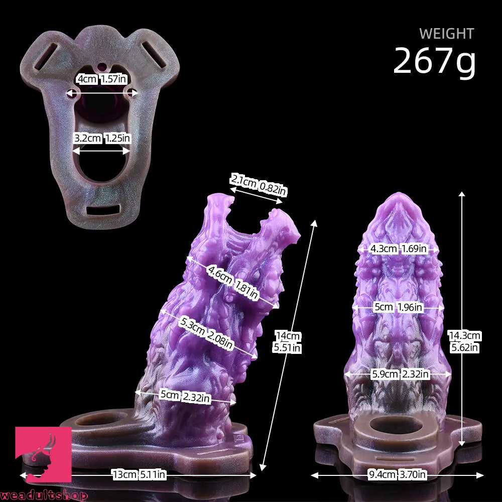 5.62in Dragon Beast Creature Odd Hollow Dildo Sleeve With Penis Ring