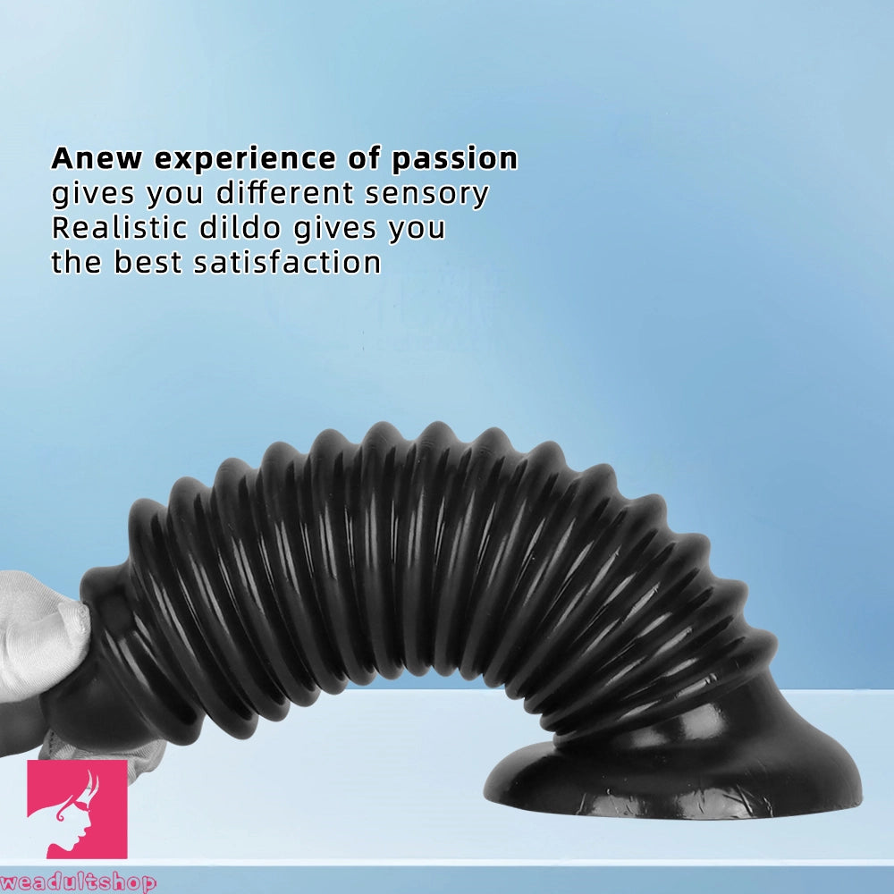 6.88in 9.84in Black Pointed Tip Threaded Big PVC Butt Plug Cock Dildo