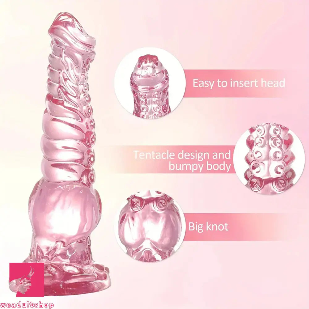 9.4in Transparent Phallic Dildo Sex Toy Tentacle Animal Knot Dildo