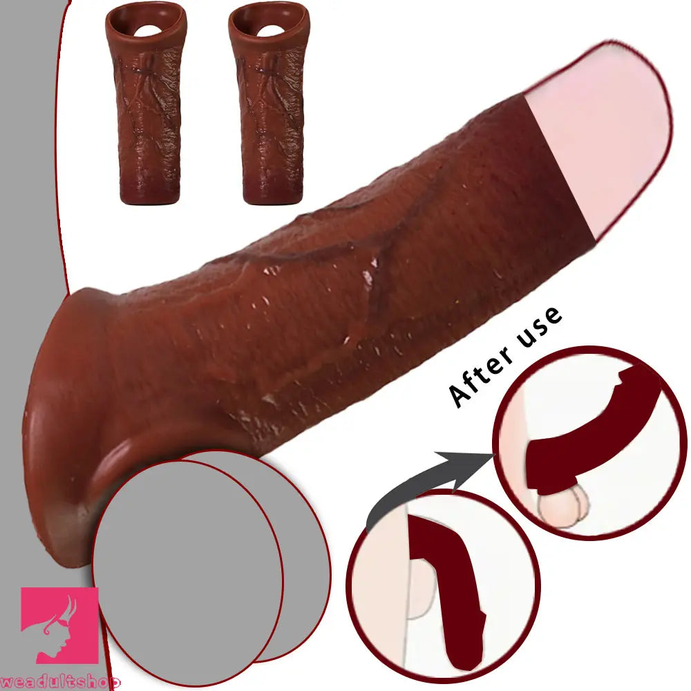 6.3in Round Design Real Veins Silicone Cock Dildo Sleeve For G-Spot Cock
