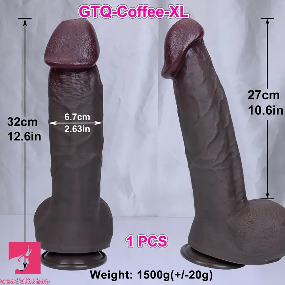 11.4in 12.6in Huge Ebony Silicone Dildo Realistic Thick Prostate Lifelike Skin