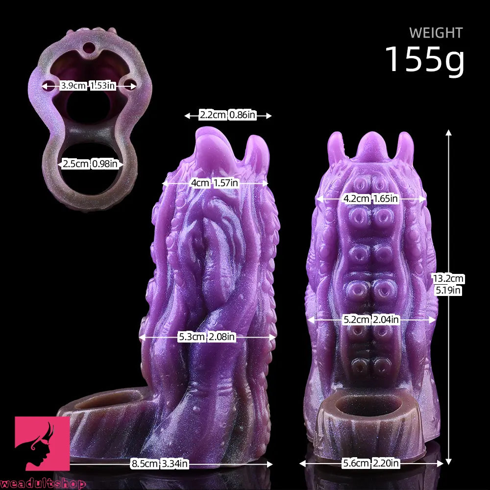 5.19in Dragon Tentacle Spiked Cock Creature Fantasy Hollow Dildo Sleeve