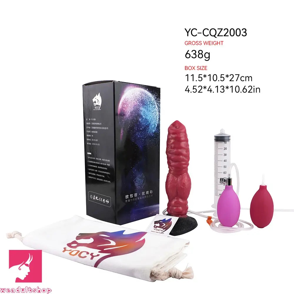 7.91in Dog Ejaculating Inflatable Silicone Soft Dildo For Women Cock Toy