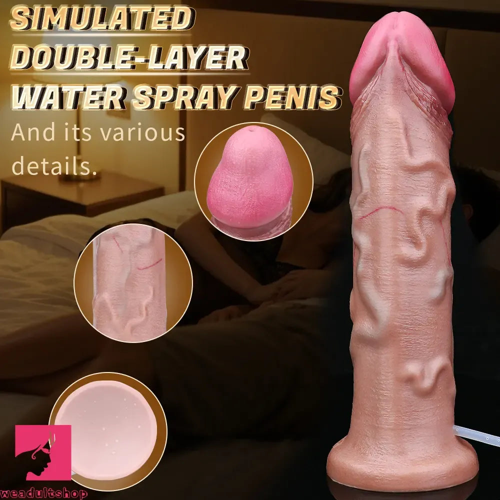 9.84in Double Density Silicone Soft Ejaculating Dildo For Anus Masturbation