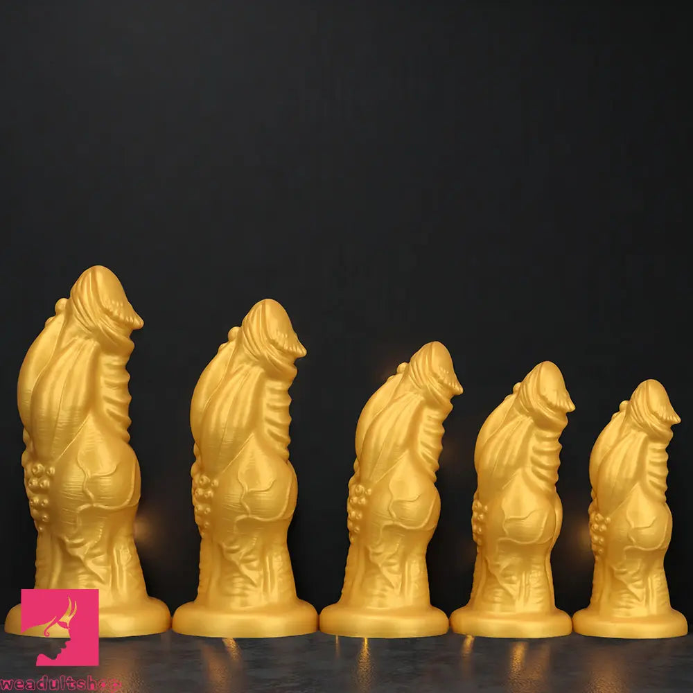 8.66in 9.06in 9.84in 11.42in 12.4in Golden Silicone Fantasy Soft Anal Dildo