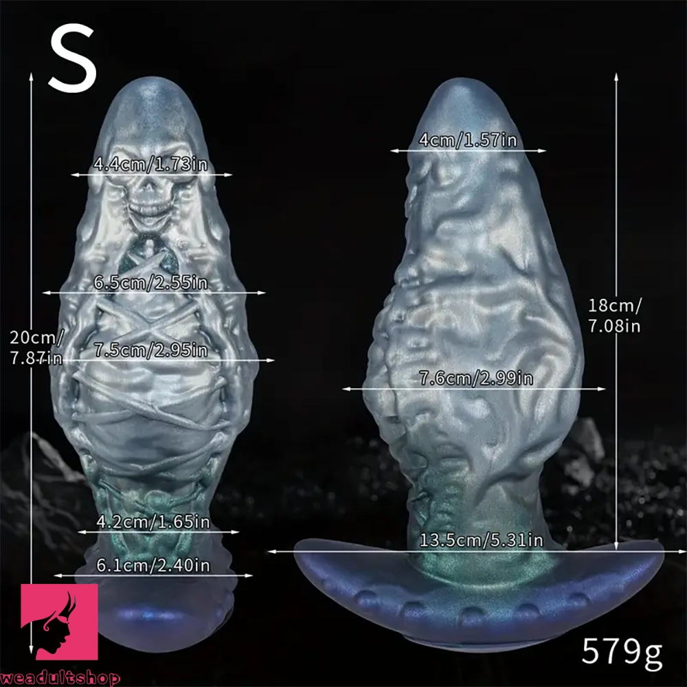 7.87in 9.25in Wearable Large Skull Anal Dildo Soft Silicone Clit Stretcher