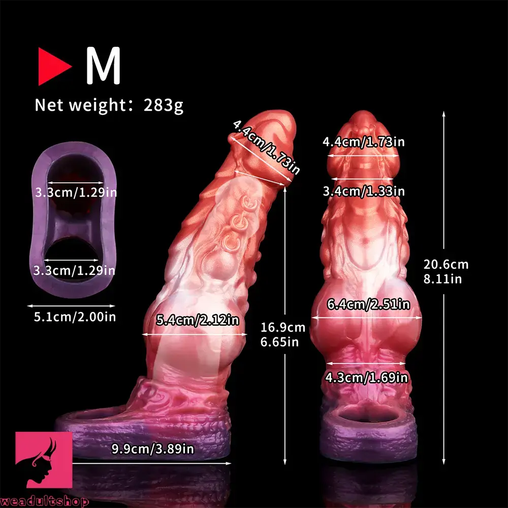 6.85in 8.11in 9.84in Dragon Monster Knot Silicone Dildo For Sleeve Sheath